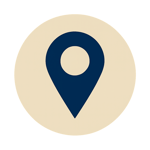 location icon 0c2444 inside a circle dad0b1 Transparent background