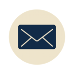 mail icon 0c2444 inside a circle dad0b1 Transparent background